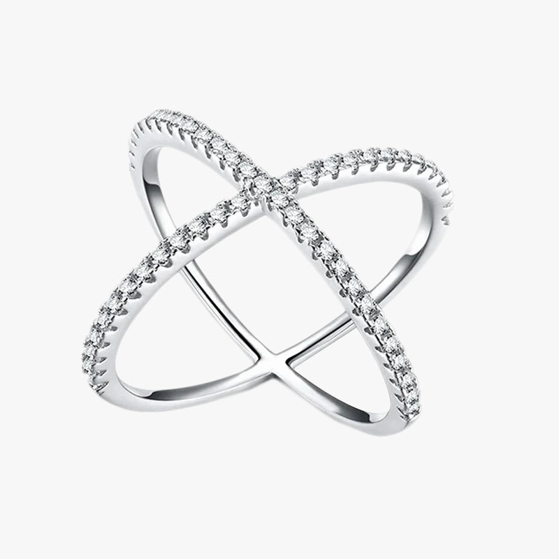 Understated Fit Sterling Silver CZ Criss Cross Ring