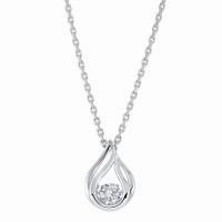 Balanced Feature Sterling Silver CZ Rhythm of Love Pear Shape Pendant Necklace