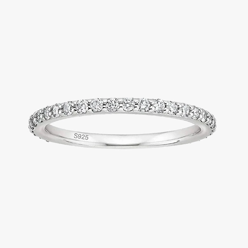 clean look Sterling Silver Full Pave Cubic Zirconia Eternity Ring