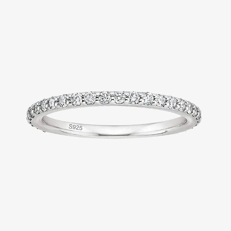 Minimal Appeal Quick Shine Sterling Silver Full Pave Cubic Zirconia Eternity Ring