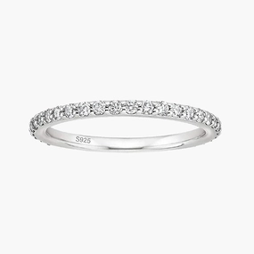 clean look Sterling Silver Full Pave Cubic Zirconia Eternity Ring