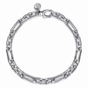 Graduate Present Sterling Silver Hollow Figaro Chain Bracelet