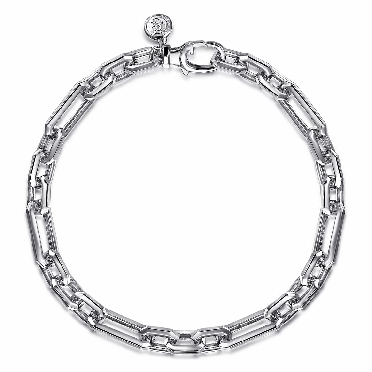 Graduate Present Sterling Silver Hollow Figaro Chain Bracelet