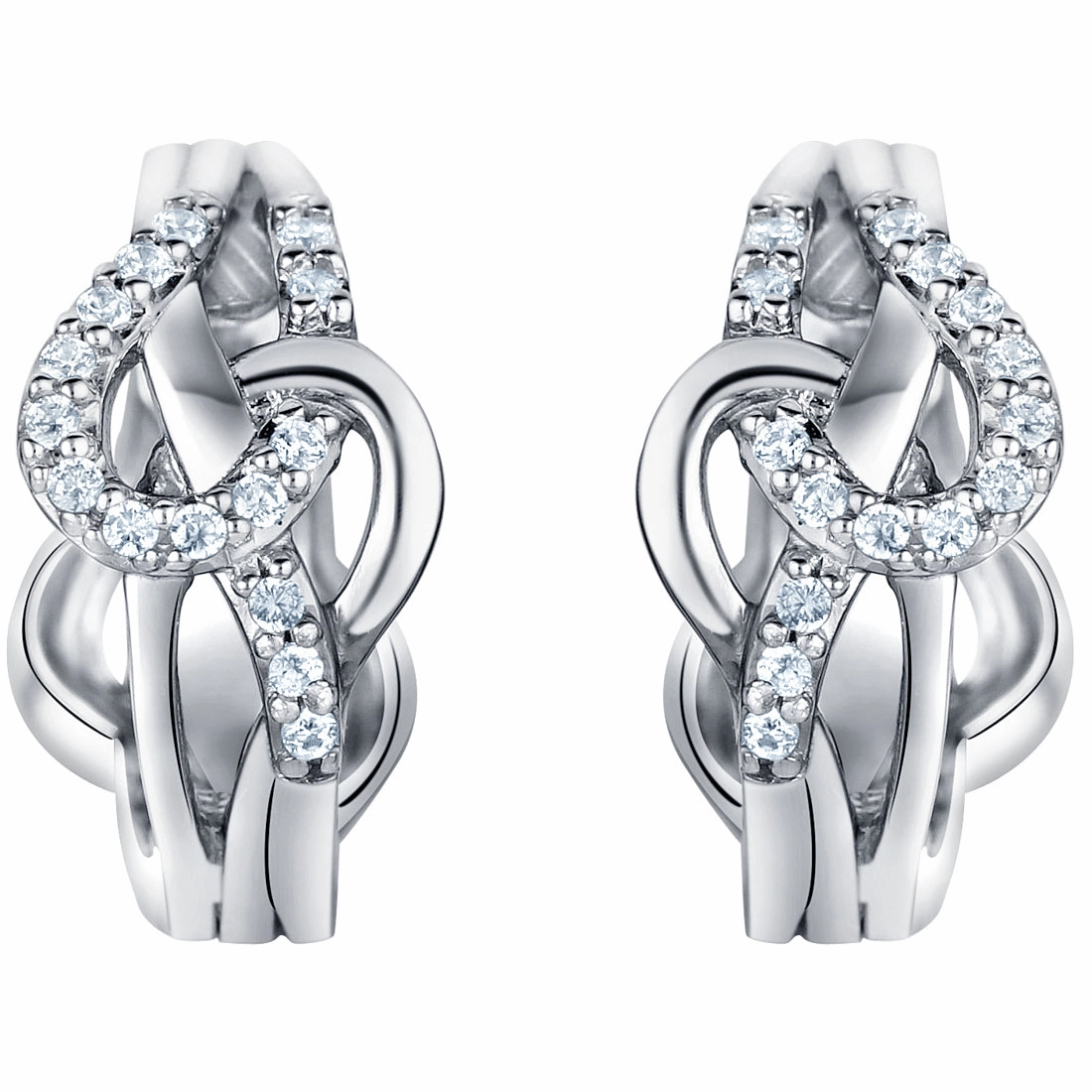 Everyday Decoration Stunning Accent Sterling Silver Knotted Swirl Huggie Hoop Earrings