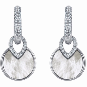 Radiant Accent Adorable Embellishment Sterling Silver Mother of Pearl Floating Drop Earrings