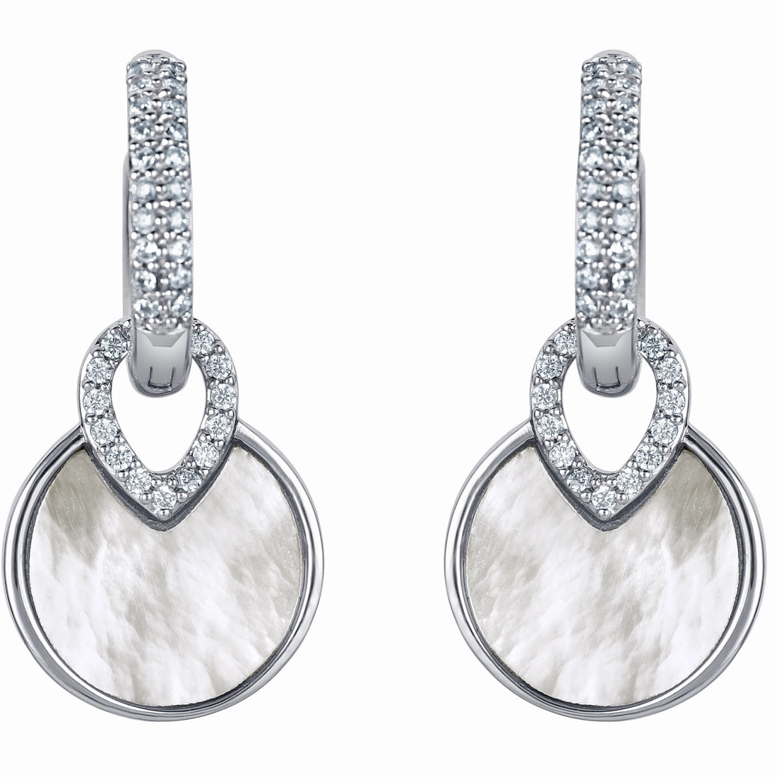 Radiant Accent Adorable Embellishment Sterling Silver Mother of Pearl Floating Drop Earrings