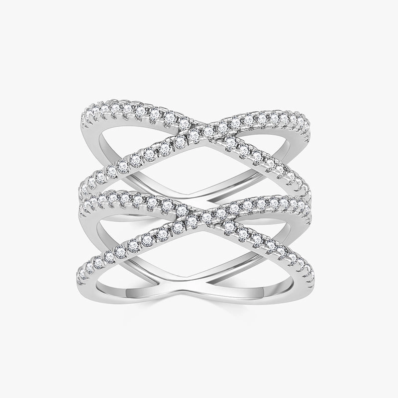 Sterling Silver Multi Criss Cross Stacking Rings Handcrafted Finish Camera Glow