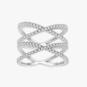 Sterling Silver Multi Criss Cross Stacking Rings Handcrafted Finish Camera Glow
