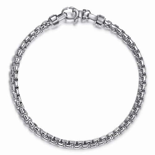 Sterling Silver Solid Mens Round Box Chain Bracelet Worthwhile Investment Style Leader