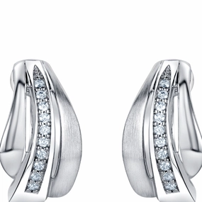 Premium Accent Sterling Silver Windswept Charm Huggie Hoop Earrings