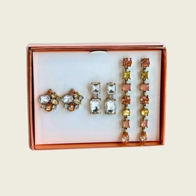 Glittering Accent Beautiful Accent Stone Earring Set