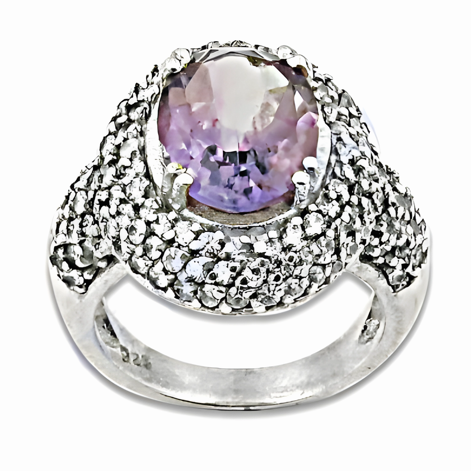 Stunning Amethyst & Cubic Zirconia Silver Ring - Perfect Party Wear Handcrafted Gift
