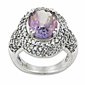 Stunning Amethyst & Cubic Zirconia Silver Ring - Perfect Party Wear Handcrafted Gift