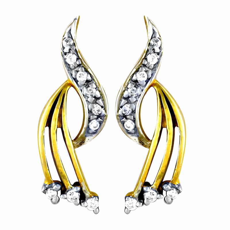 Stunning Antique CZ Gemstone Gold-Plated Silver Earrings Oval Accent