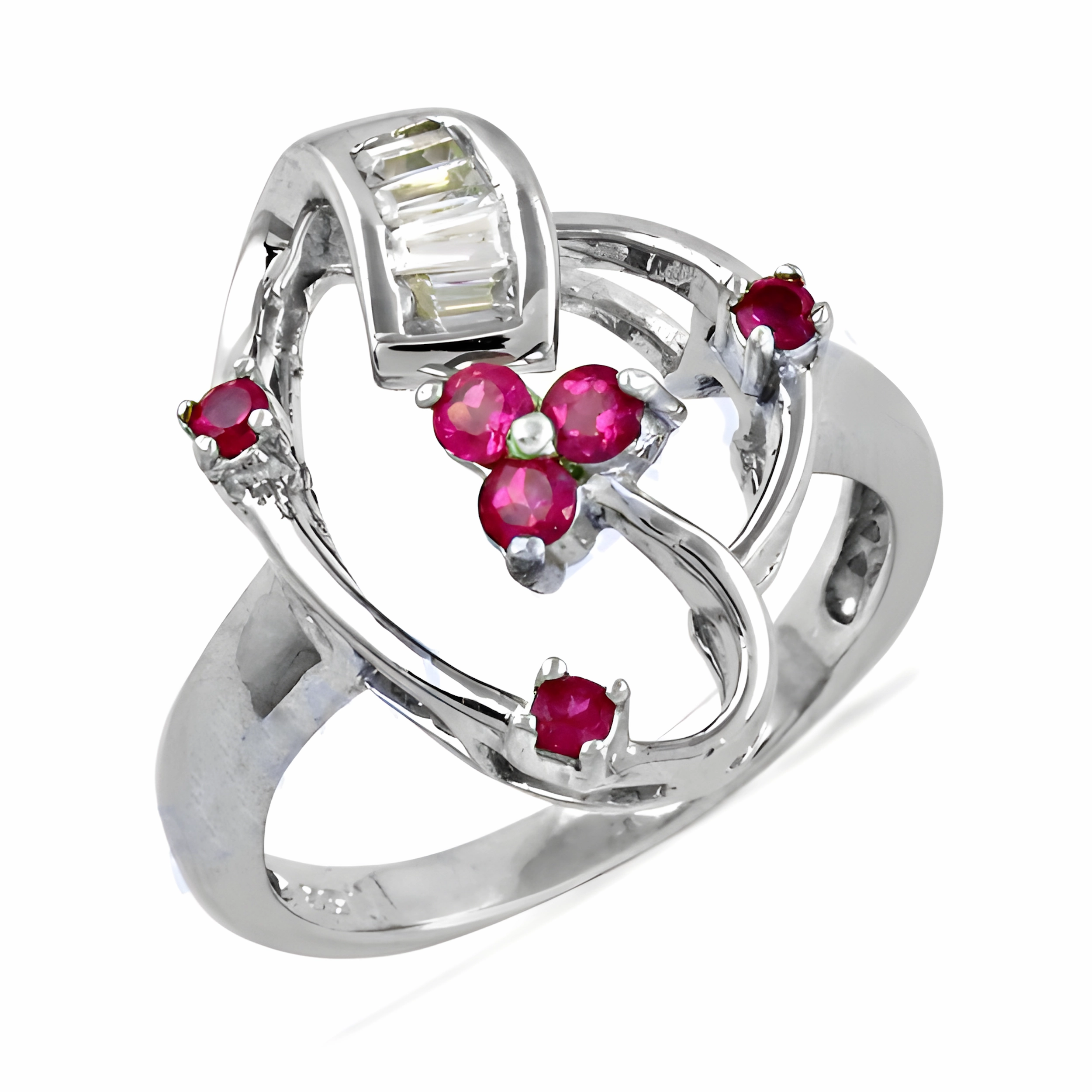 Stunning Antique Style Pink & White CZ Silver Ring - Precious Jewelry Minimalist Choice Quality item