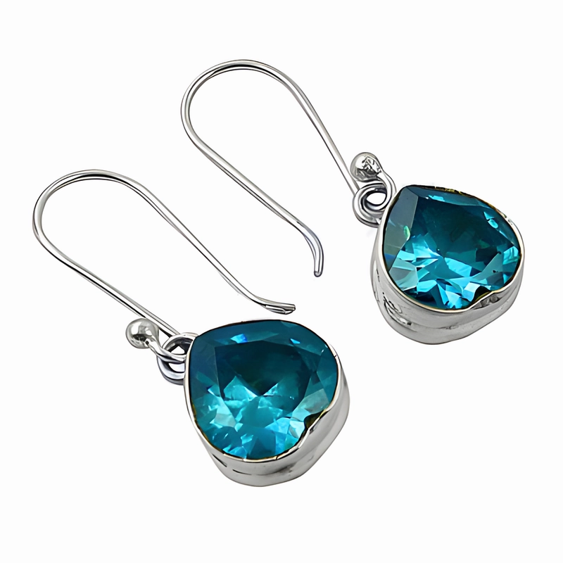 Stunning Blue Cubic Zirconia Gemstone Silver Earrings - Shop Now Ornate Decoration