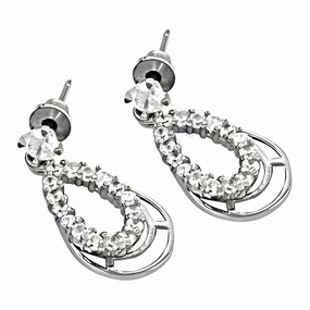 Office Piece Stunning Cubic Zirconia 925 Silver Earrings | Fantastic CZ Solid Silver Earrings