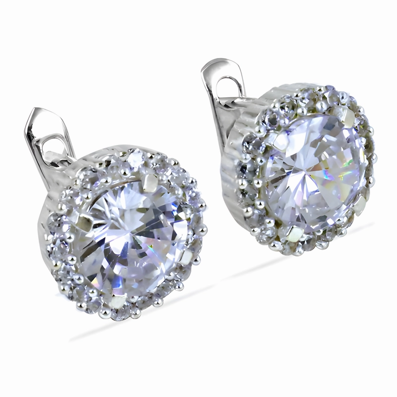 Stunning Cubic Zirconia Gemstone Silver Earrings - Elegant & Affordable Jewelry Spiral Accessory Decorative Decoration