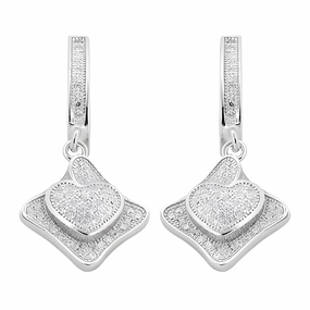 Graceful Adornment Stunning Cubic Zirconia Gemstone Silver Earrings by Famous Designer