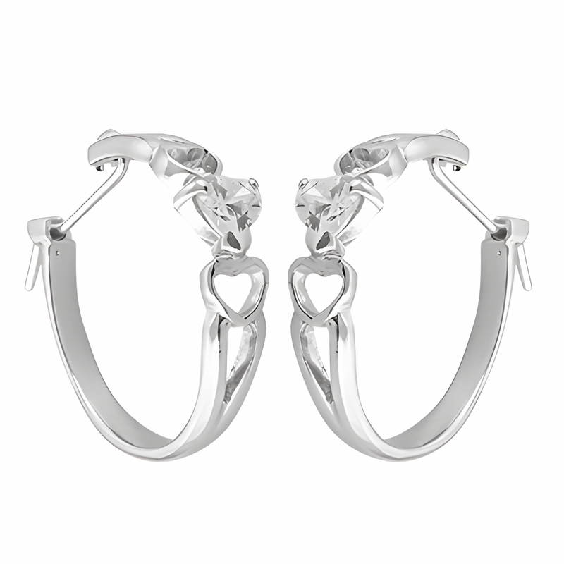 Durable product Durable Aesthetic Stunning Cubic Zirconia Gemstone Silver Hoop Earrings - Elegant Jewelry