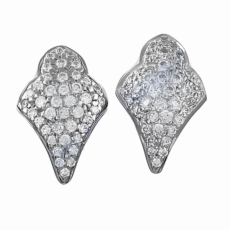 Delicate Element Decorative Embellishment Stunning Cubic Zirconia Gemstone Silver Stud Earrings - Elegant & Affordable Jewelry