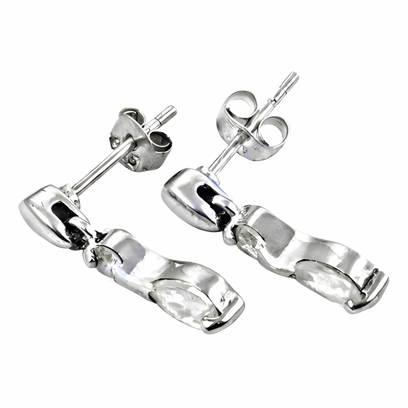 Stunning Cubic Zirconia Silver Earrings - White CZ Gemstone Jewelry Durable Appearance Classic Jewelry