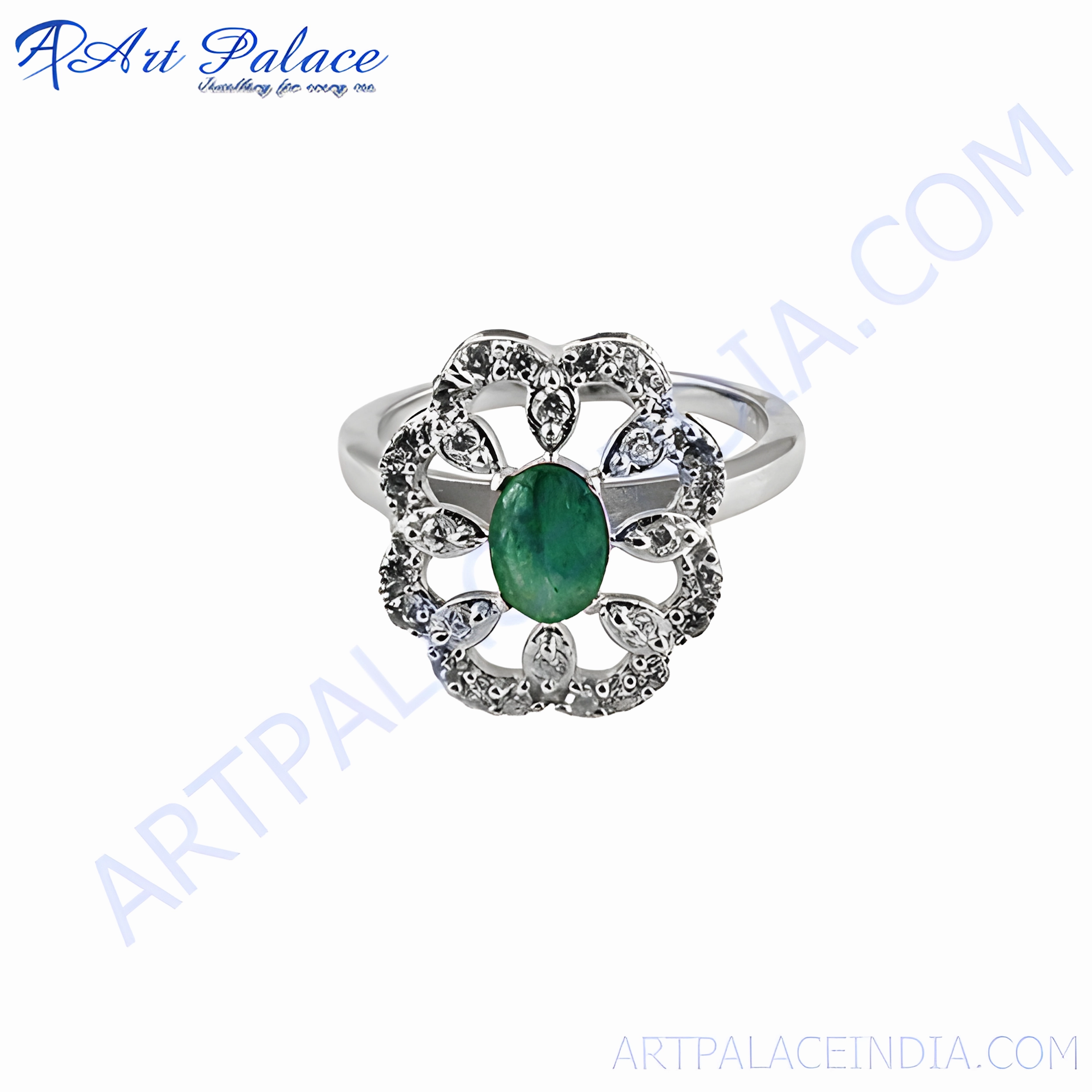 HighEnd Memento Stunning CZ Dyed Emerald Silver Ring - Elegant Jewelry for Every Occasion
