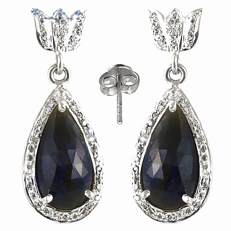 Simple Accessory Stunning CZ Sapphire Silver Earrings - Hot Dazzling Jewelry