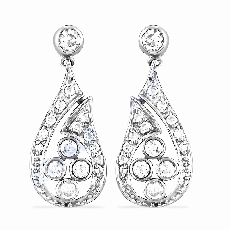 Stunning CZ Silver Party Wear Earrings - Shop Now Premium Feature Business Adornment