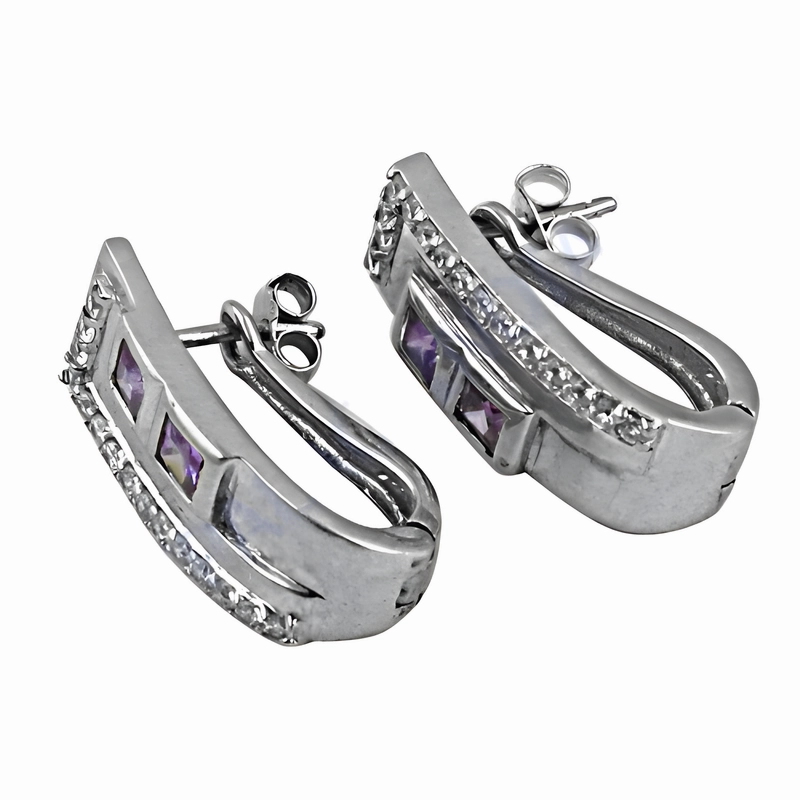 Brilliant Embellishment simple appearance Stunning CZ Zirconia Gemstone Silver Earrings - Lovely Design