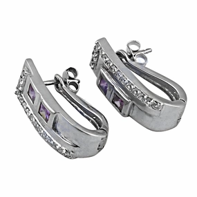 Brilliant Embellishment simple appearance Stunning CZ Zirconia Gemstone Silver Earrings - Lovely Design