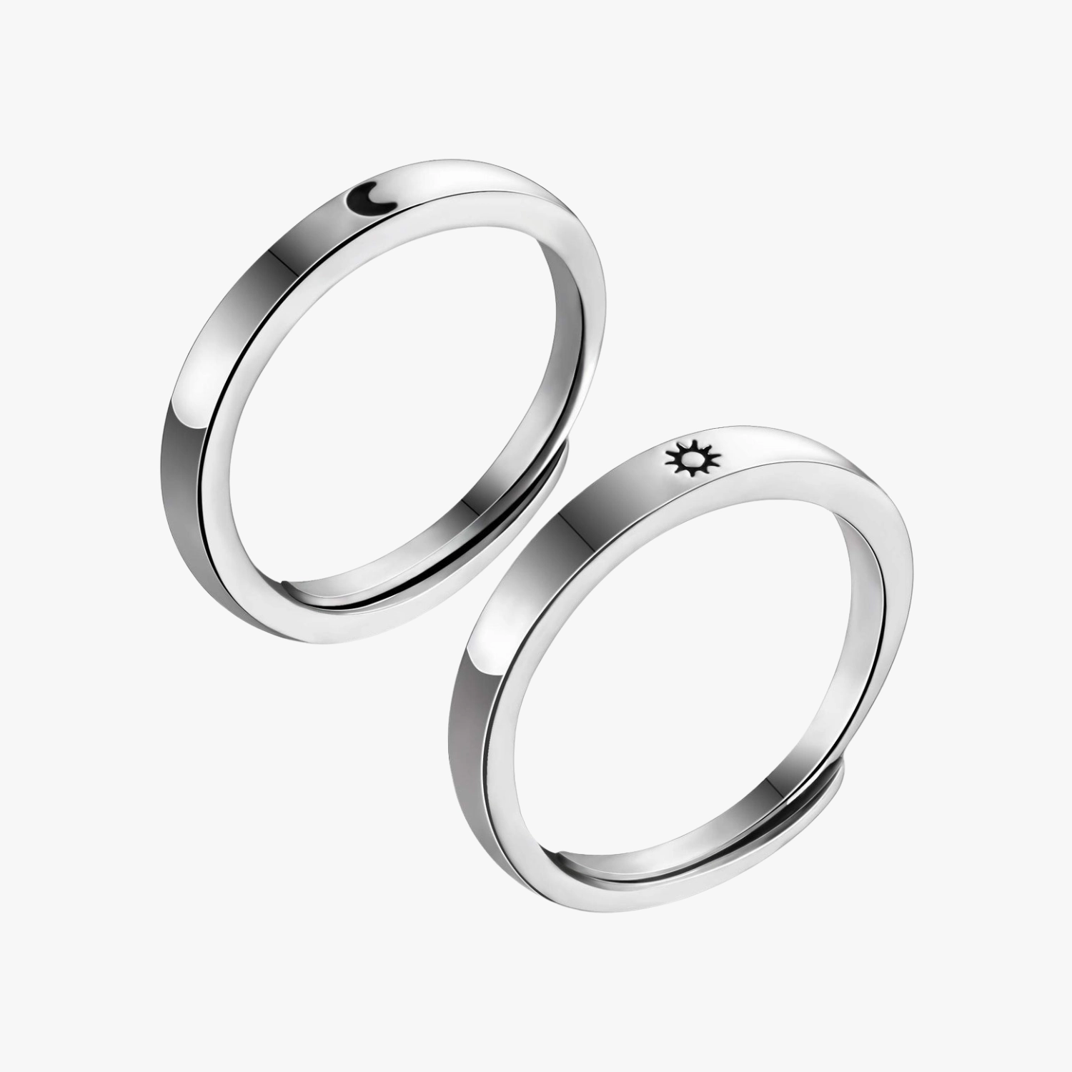 Festive Touch Celestial Sun & Moon Sterling Silver Couple Ring