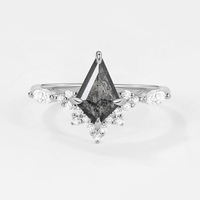 Salt and Pepper Diamonds White Gold Stacking Engagement Ring Luxurious Touch