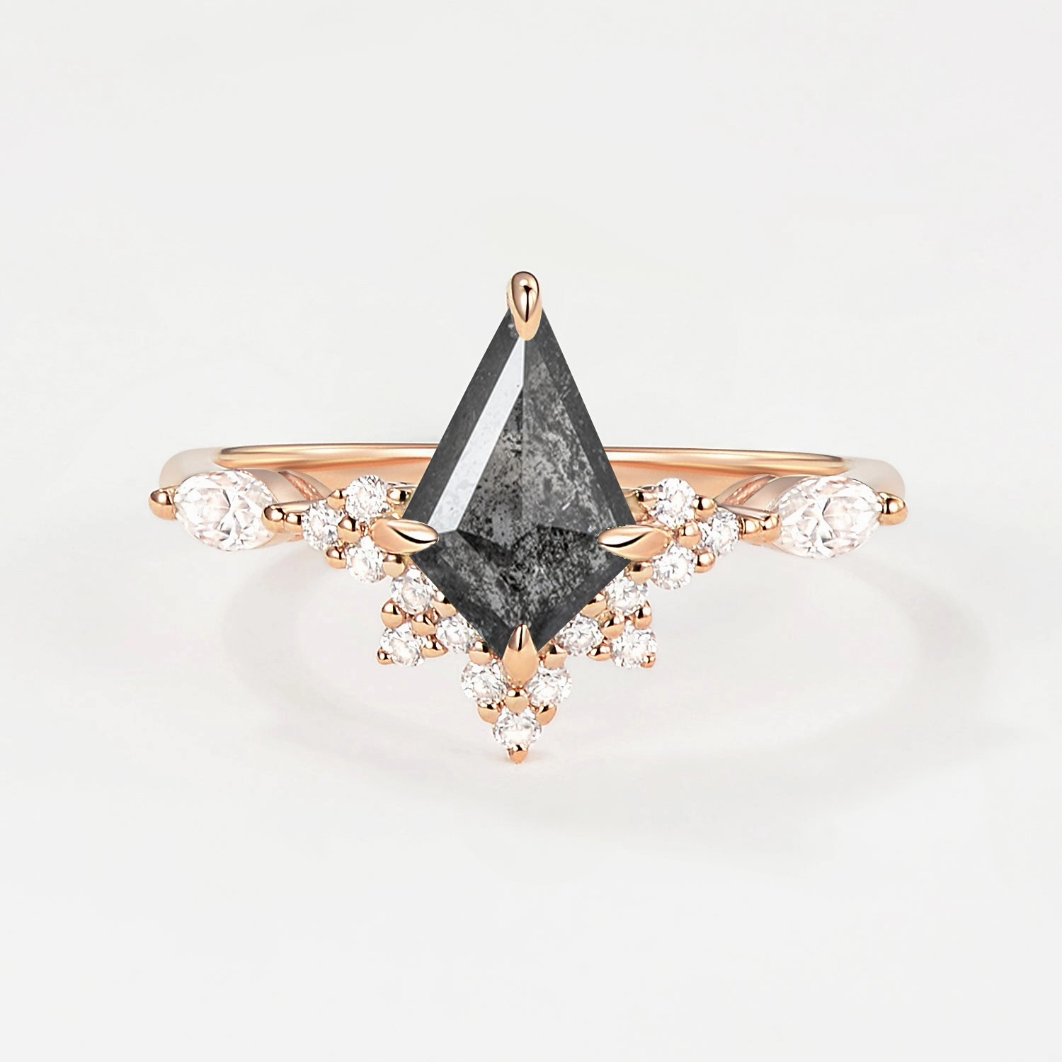 Salt and Pepper Diamonds White Gold Stacking Engagement Ring Effortless Chic