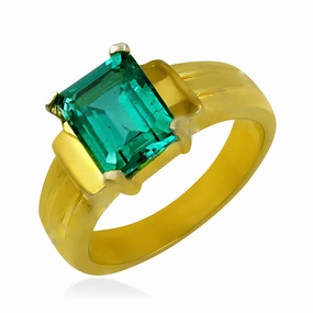 Mass market Stunning Green Cubic Zirconia Gemstone Ring - Silver & Gold Plated
