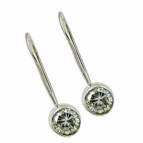 Minimalist Design Charming Cubic Zirconia Silver Earrings - Round CZ Earrings | Fabulous CZ Jewelry