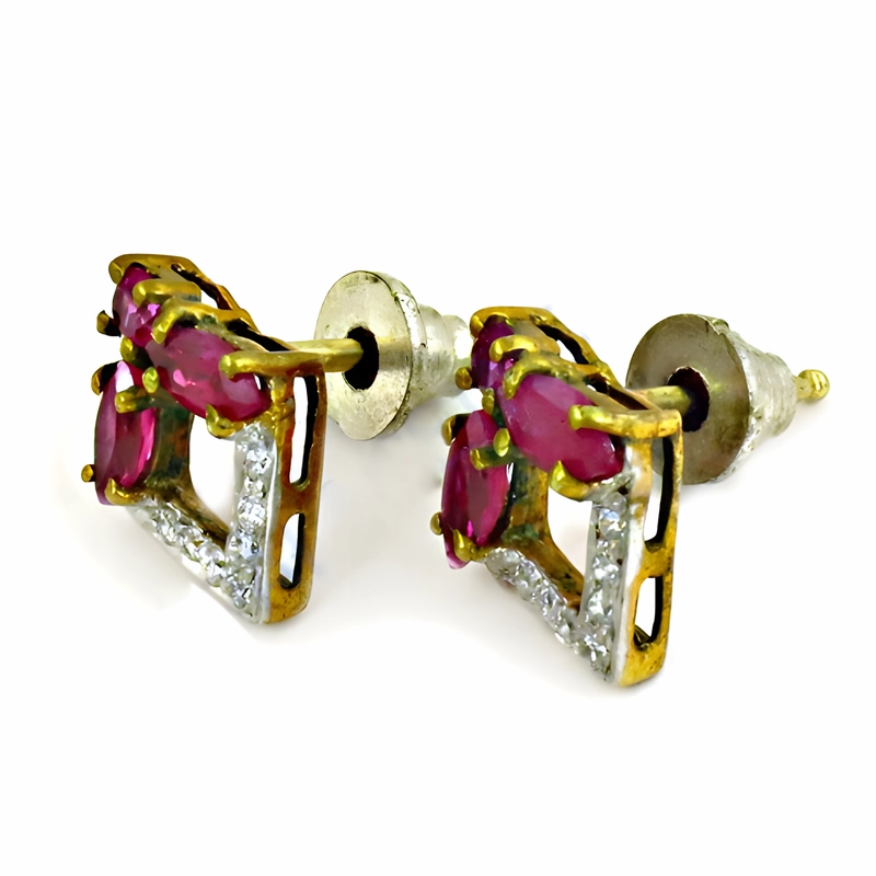 Handsome Trinket Stunning Pretty Pink & White CZ Silver Earrings - Shop Now