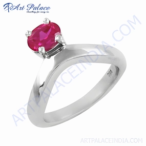 Stunning Red Cubic Zirconia Gemstone Silver Ring - Fabulous Jewelry HighEnd Decoration Weekend Style