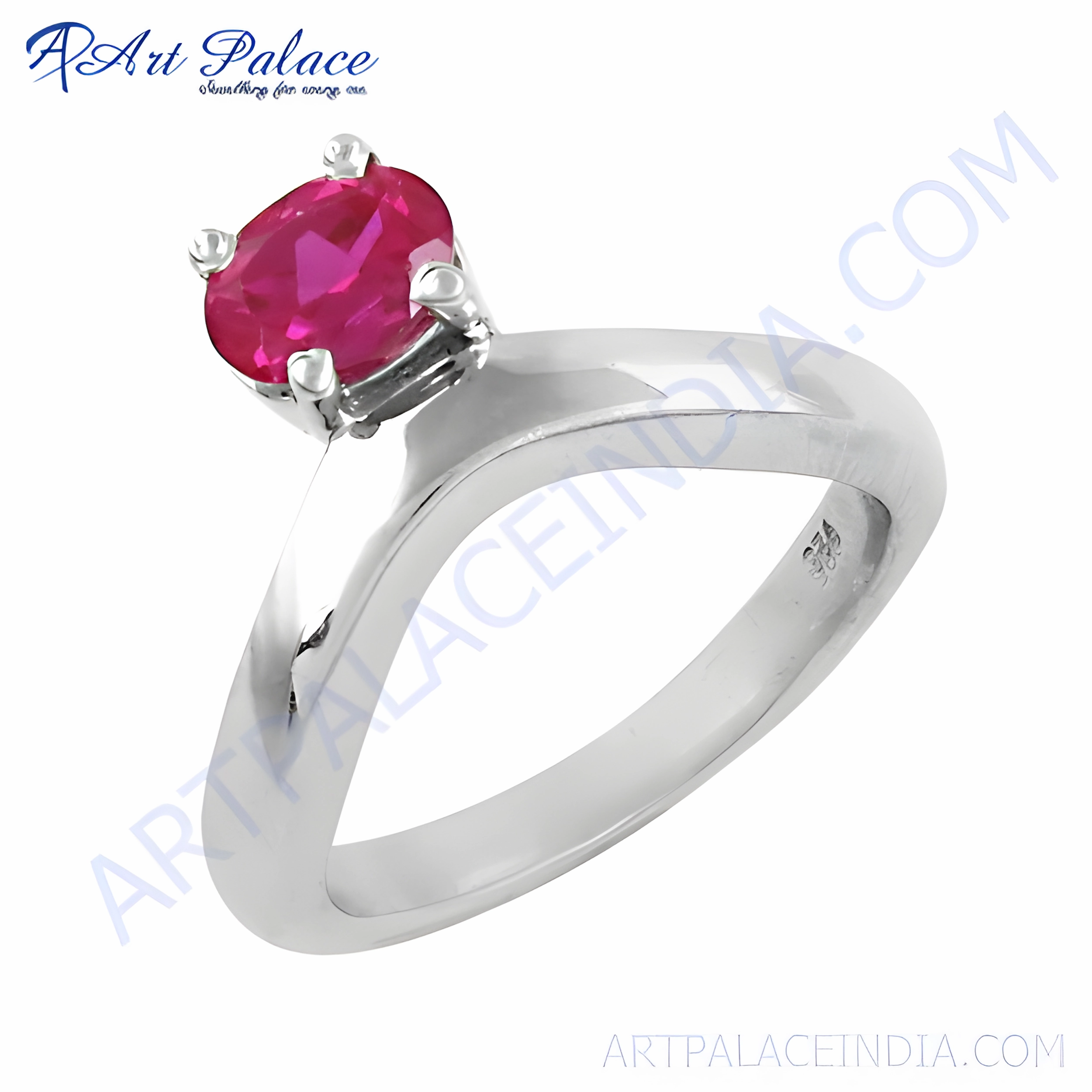 Stunning Red Cubic Zirconia Gemstone Silver Ring - Fabulous Jewelry HighEnd Decoration Weekend Style