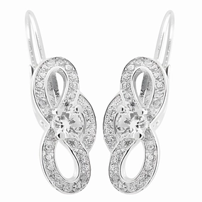 Contemporary Selection Winter Item Stunning Romantic Cubic Zirconia Silver Earrings - Perfect Gift for Her