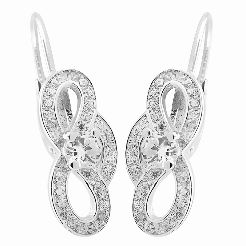 Contemporary Selection Winter Item Stunning Romantic Cubic Zirconia Silver Earrings - Perfect Gift for Her