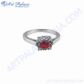 Stunning Romantic CZ Dyed Ruby Silver Ring - Perfect Gift for Her Elegant Style Premium Set