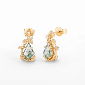 Felicegals Moss Agate Nature Inspired Earrings - Willow Safe Must-Have Pearlescent Accent