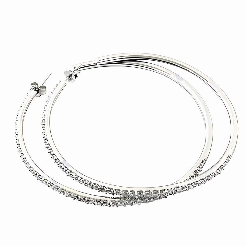 Graceful Ornament Stunning Sterling Silver Earrings with Cubic Zirconia by Famous Designer