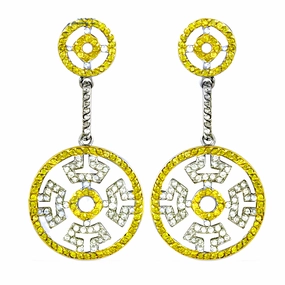 Stunning White & Yellow CZ Silver Earrings - Hot & Dazzling Jewelry Bohemian Decoration Splendid Adornment