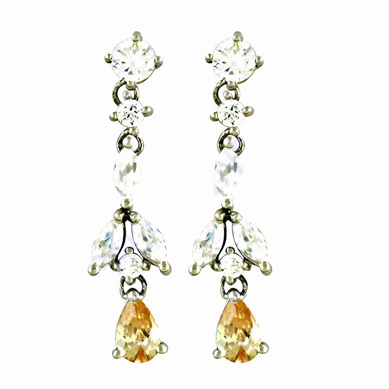 Statement Accessory Delicate Essential Stunning White CZ Gemstone Silver Earrings - Sensational Pitch