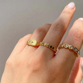 Malleable Metal Anniversary Choice OLIVIA CZ STAR SIGNET RING