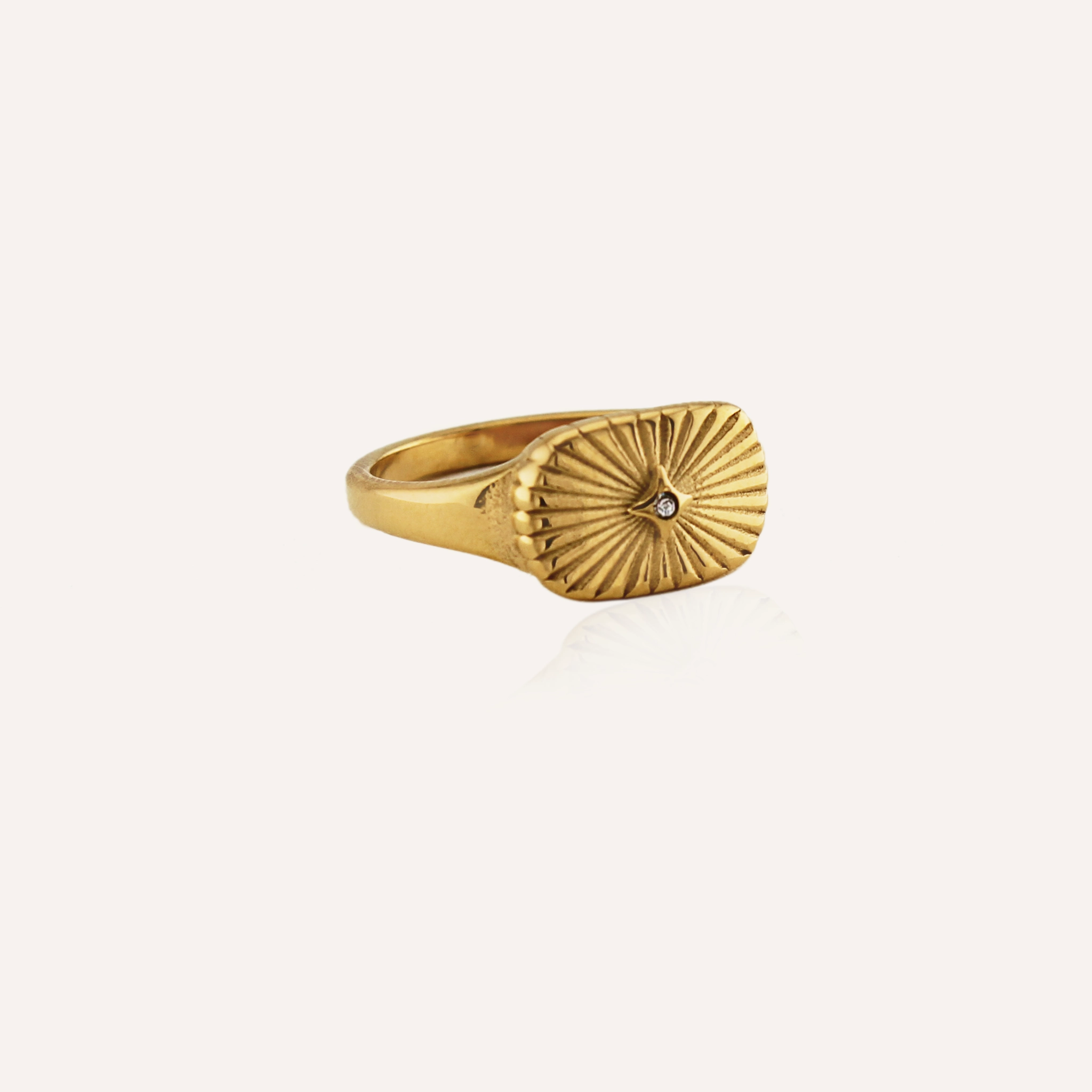 Stylish Expression Trendy Finish OLIVIA CZ STAR SIGNET RING