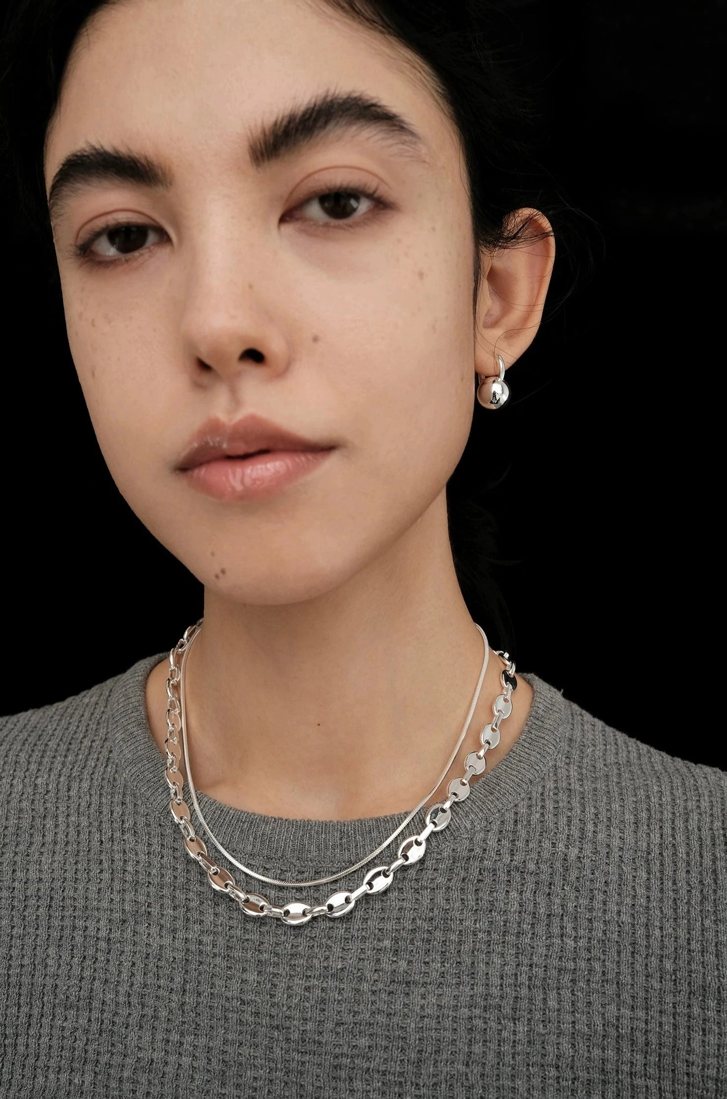 Mischief Sphere Dangle Hoop Earrings Gold & Silver Embellished Accent