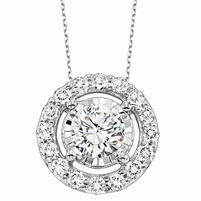 Dazzling Sparkle Tru-Reflections Round Halo Diamond Pendant .33 Cttw